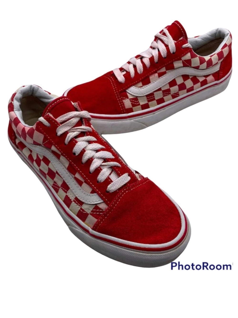 VANS Old Skool Lo Sneakers Shoes Womens 8 Mens 6.5 Red White Checkerboard